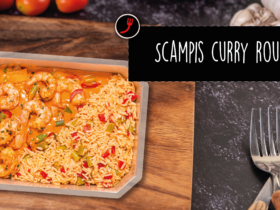 Scampis curry rouge